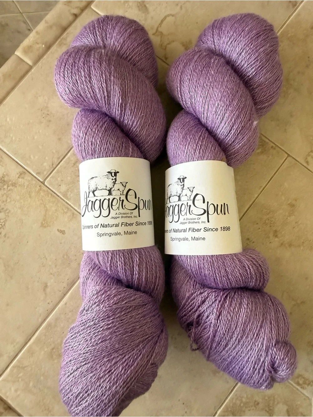 Jagger Spun Wool/Silk Blend Lilac Yarn - 2 Soft Purple Skeins